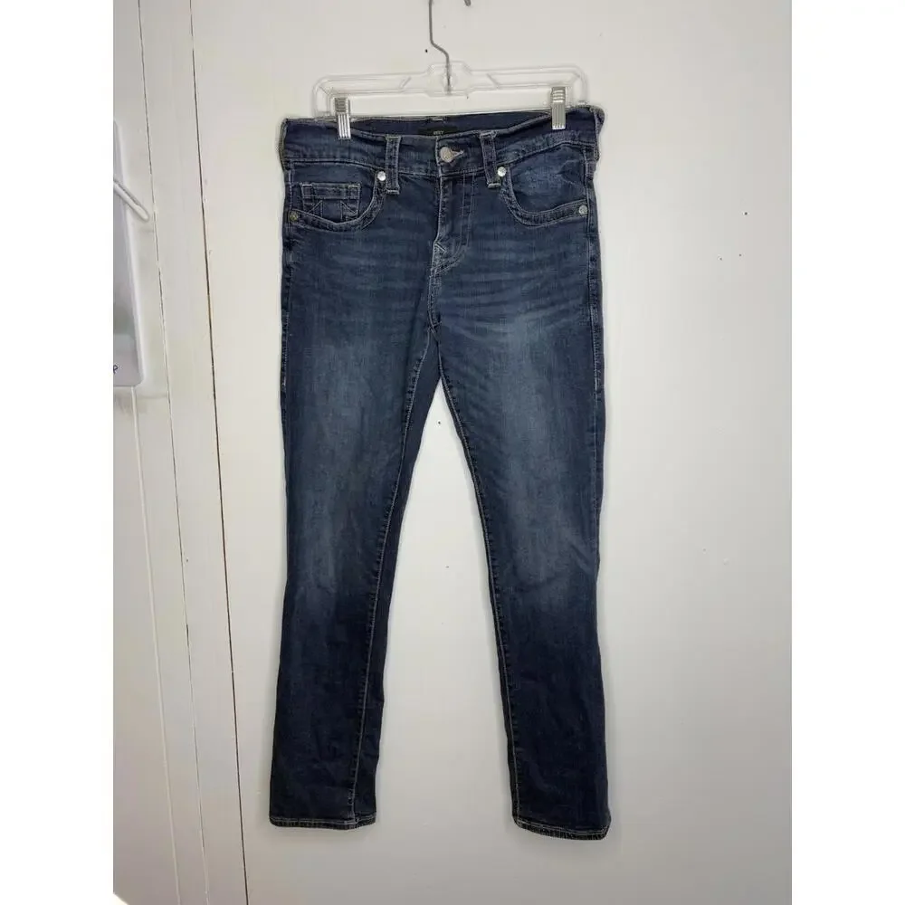 True Religion Jeans Mens 29 X 32 Ricky Relaxed Straight Dark Western Horseshoe